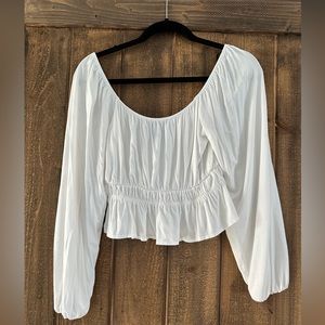 White Balloon Sleeve Blouse